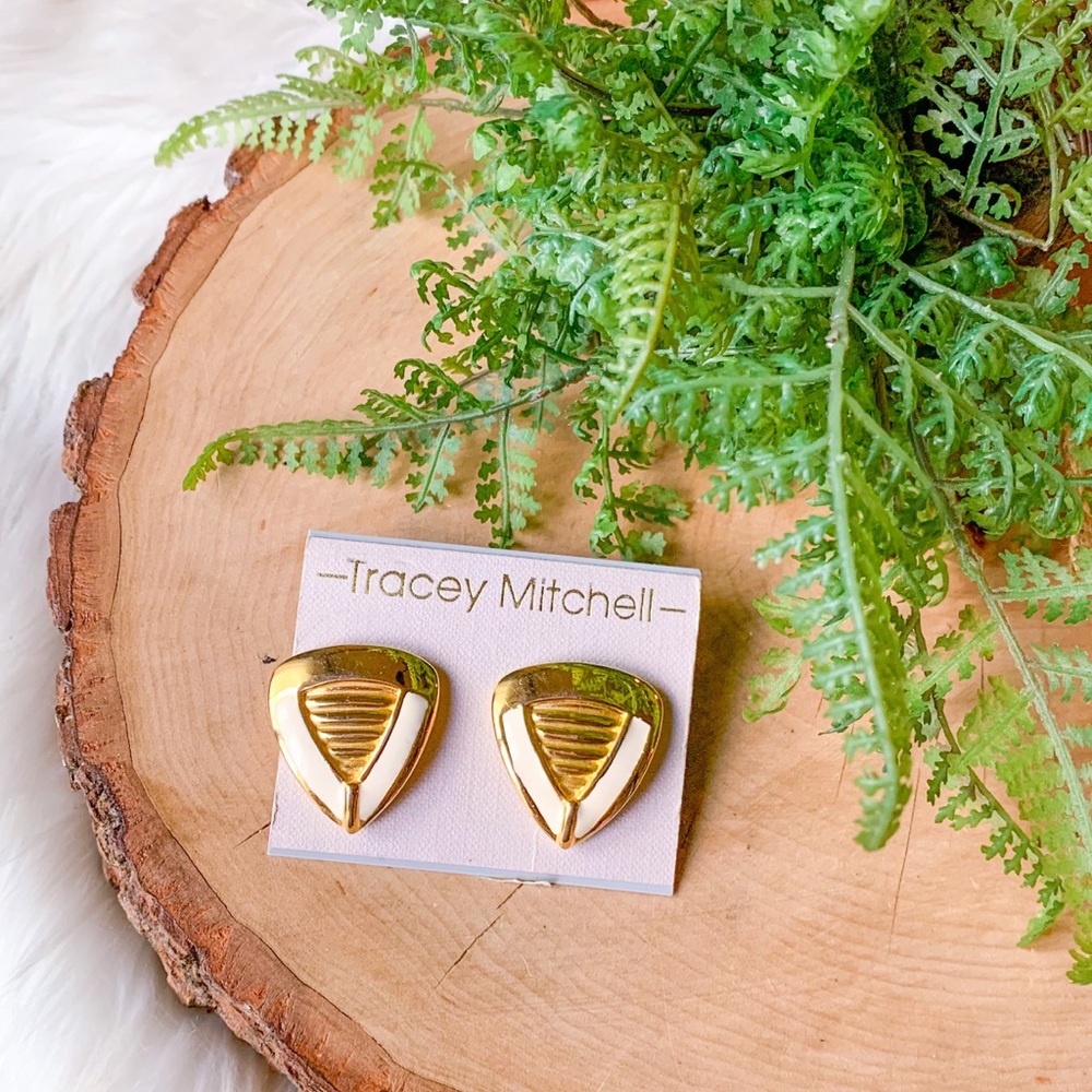 Vintage Tracey Mitchell Chunky Big Gold Earrings